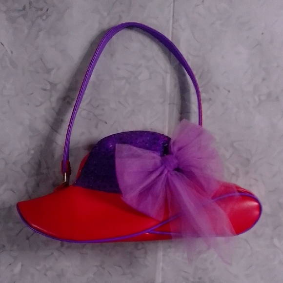 Vintage Handbags - Red Hat Society Red & Purple Sequin Hat Shaped Purse